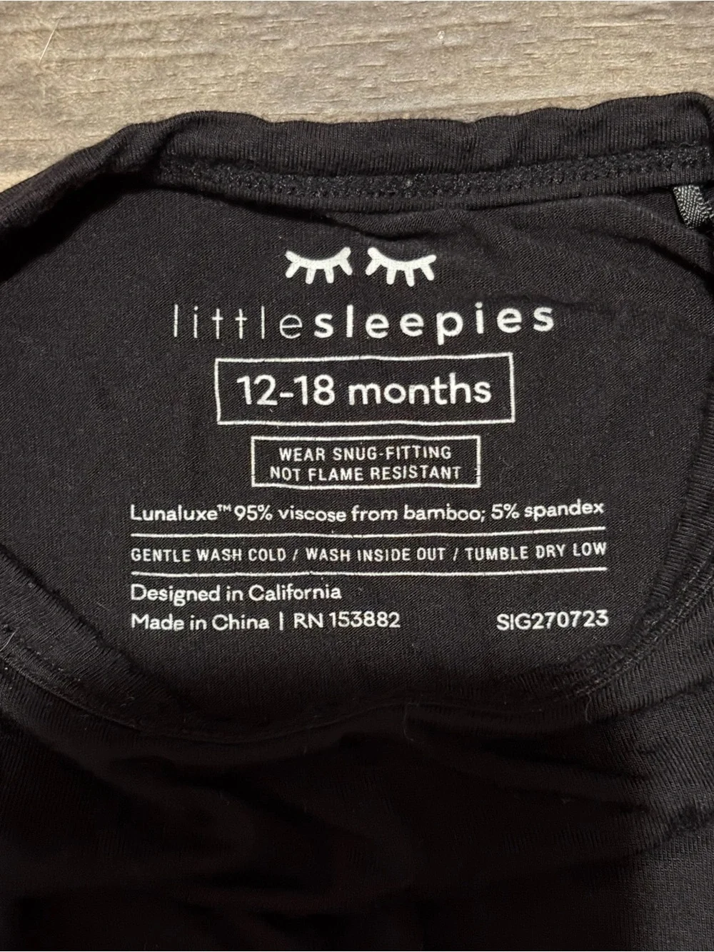 Little Sleepies Black Two-Piece Pajama Set
